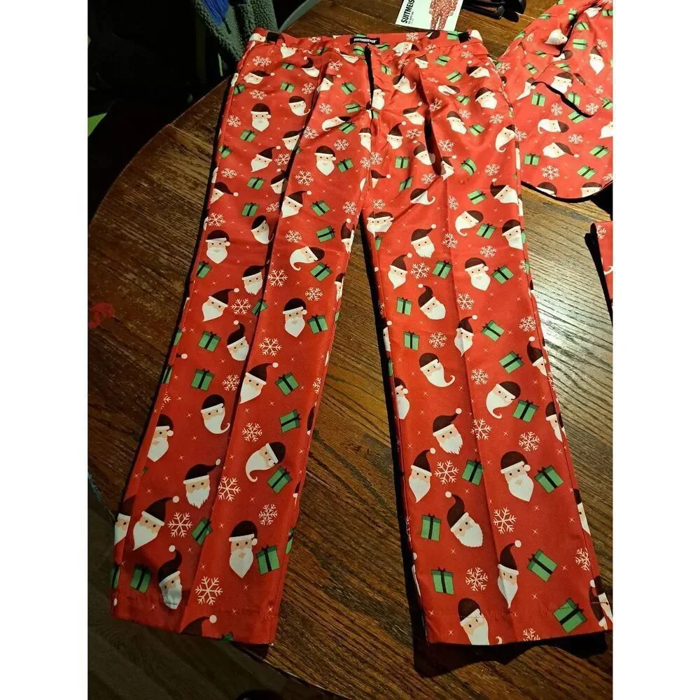 XL Suitmeister Red Santa Christmas Holiday Suit Red White Green 3 Piece Set